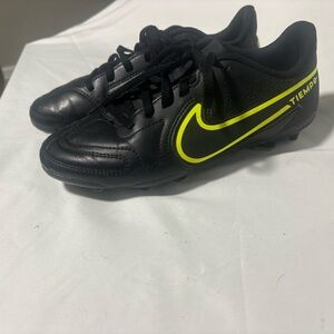 Nike Black Soccer Cleats with Volt Swoosh Accent